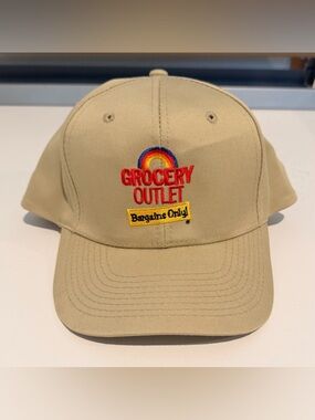 Vintage Grocery Outlet Bargain Market Hat 90s Snap Back Adjustable Tan